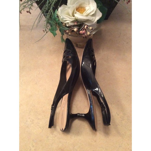 VIA SPIGA CUCIO Black Patent Leather Slingback Kitten Loafer US7.5 EUC! $279 - Picture 7 of 9